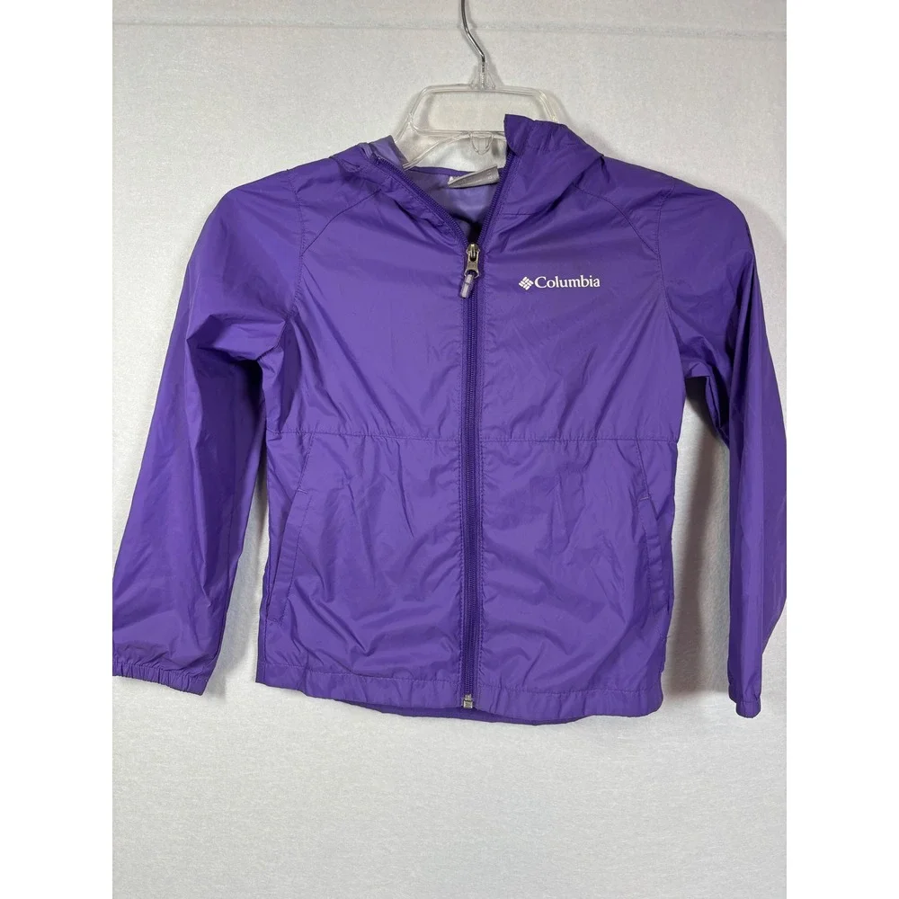 Columbia Kids Purple Switchback Lightweight Hooded Windbreaker Jacket XS 6/6X